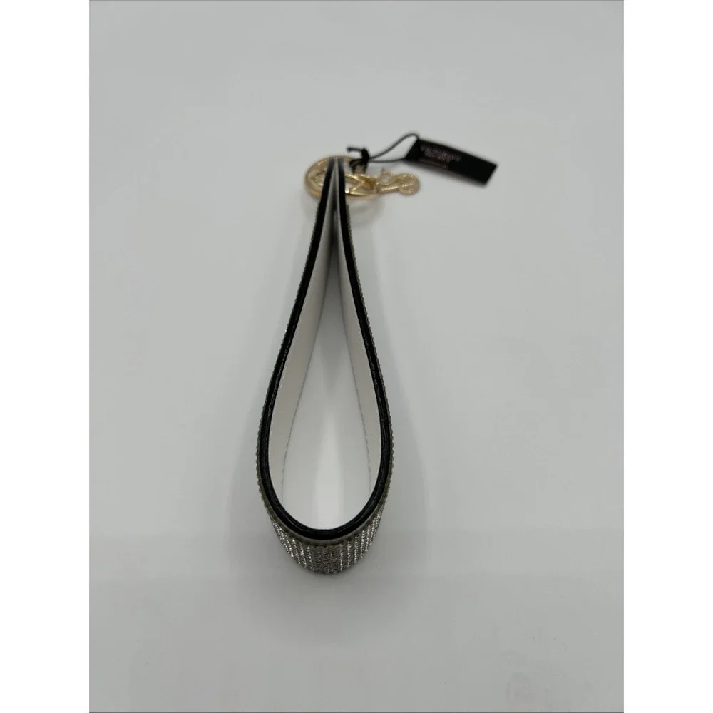Victoria's Secret Rhinestone Bride Keychain Bag Charm Wristlet Strap White Gold
